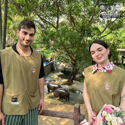 รักล้นบ่อ คู่รักชาวอิตาลีบินลัดฟ้าเซอร์ไพรส์ขอแต่งงาน หน้าส่วนแสดง "หมูเด้ง" ซุปตาร์ฮิปโปแคระแห่งเขาเขียว