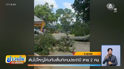 ต้นไม้ใหญ่โค่นทับเต็นท์งานประจำปี ตาย 2 คน
