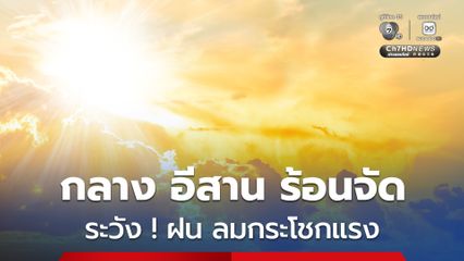 อากาศร้อนจัดบางพื้นที่ กับมีฟ้าหลัวในตอนกลางวัน มีฝนฟ้าคะนองกับมีลมกระโชกแรงบางแห่ง