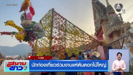 นักท่องเที่ยวร่วมงานแห่ต้นดอกไม้ใหญ่ จ.เลย