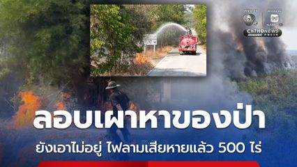 ชาวบ้านลอบเผาหาของป่า ยังเอาไม่อยู่ ไฟป่าลามเสียหายแล้ว 500 ไร่