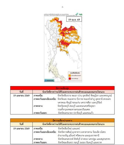 กรมอุตุฯ เตือนพายุฤดูร้อนบริเวณประเทศไทยตอนบน  ฉบับที่ 9 เช็กจังหวัดเสี่ยงโดนฝนถล่ม