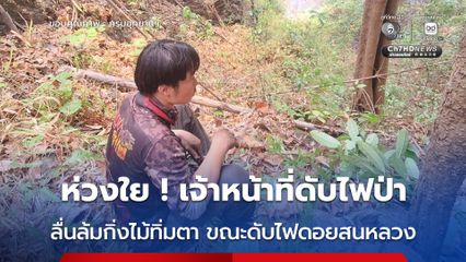 ห่วงใย ! เจ้าหน้าที่ดับไฟป่าลื่นล้มกิ่งไม้ทิ่มตา ขณะปฏิบัติภารกิจดับไฟดอยสนหลวง