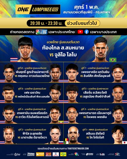 ONE ลุมพินี : ก้องไกล ส.สมหมาย ดวลเดือด จูลิโอ โลโบ คู่เอกศึก ONE ลุมพินี 152
