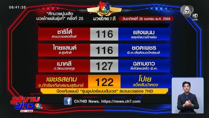 มวยเด็ด วิกหมอชิต : วันอาทิตย์ที่ 26 เม.ย.69 เพชรสยาม จ.ภัทรียากีฬาสยามสุรินทร์ vs โปเย แอ๊ดสันป่าตอง