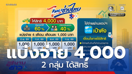ไทยช่วยไทย แบ่งจ่าย 4,000 บาท เริ่มใช้สิทธิ์ มิ.ย.นี้