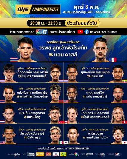 ONE ลุมพินี : วรพล ลูกเจ้าพ่อโรงต้ม ชนน้องใหม่ ทอม คาสส์ คู่เอกศึก ONE ลุมพินี 153