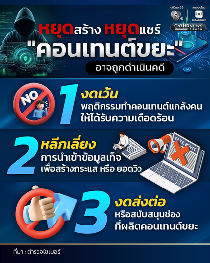 หยุดสร้าง หยุดแชร์  "คอนเทนต์ขยะ" อาจถูกดำเนินคดี