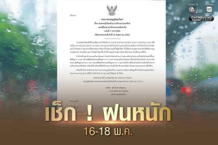 เช็กพื้นที่ฝนตกหนัก คลื่นสูงภาคใต้ 16-18 พ.ค.69