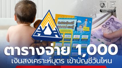 ตารางจ่าย 1,000 เงินสงเคราะห์บุตร เข้าบัญชีวันไหนหลังรับสิทธิ