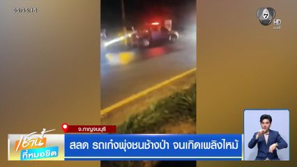 สลด รถเก๋งพุ่งชนช้างป่า จนเกิดเพลิงไหม้