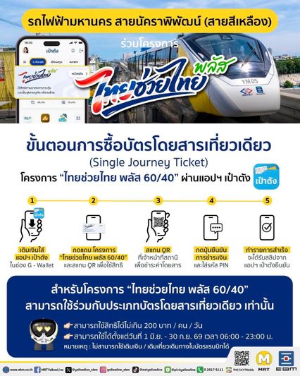 เช็กเลย! รถไฟฟ้า สายสีไหนเข้าร่วมโครงการ ไทยช่วยไทย พลัส?
