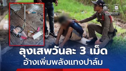 ตำรวจบุกจับลุงเสพยาบ้าวันละ 3 เม็ด อ้างเพิ่มพลังแทงปาล์ม