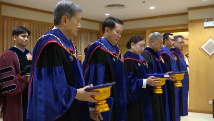 สมเด็จพระเจ้าน้องนางเธอ เจ้าฟ้าจุฬาภรณวลัยลักษณ์ อัครราชกุมารี กรมพระศรีสวางควัฒน วรขัตติยราชนารี พระราชทานพระวโรกาสให้ นายกสภามหาวิทยาลัยมหิดล และคณะ เฝ้าถวายปริญญาเภสัชศาสตรดุษฎีบัณฑิตกิตติมศักดิ์ ประจำปีการศึกษา 2567