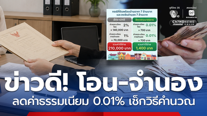 เช็กวิธีคำนวณ! ลดค่าธรรมเนียมโอน-จำนอง อสังหาฯ เหลือ 0.01%