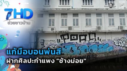 แก้มือบอนพ่นสีฝากศิลปะกำแพง ช้างม่อย