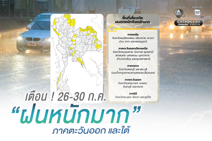 ฝนกลับมาเพิ่มขึ้น และตกหนัก เตือน 26-30 ก.ค.
