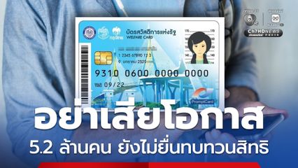 บัตรสวัสดิการแห่งรัฐ ยื่นทบทวนสิทธิแล้วกว่า 4 ล้านคน อีก 5.2 ล้านคน อย่าเสียโอกาส