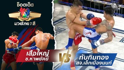 เสือใหญ่ ช.ห้าพยัคฆ์ vs ทับทิมทอง สจ.เล็กเมืองนนท์ | ช็อตเด็ดแม่ไม้มวยไทย 7 สี