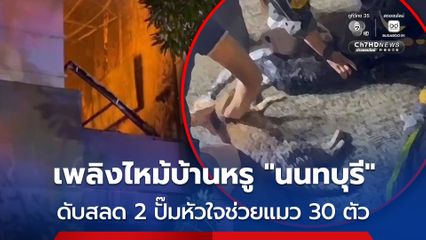 เพลิงไหม้พราก 2 ชีวิตคาห้องนอน พบแมว 30 ตัว นอนแน่นิ่ง กู้ภัยระดมปั๊มหัวใจช่วยได้แค่ 2 ตัว