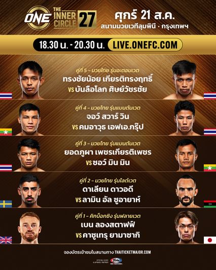 ONE ลุมพินี : บันลือโลก ศิษย์วัชรชัย เล็งเปิดซิงน็อก ทรงชัยน้อย เกียรติทรงฤทธิ์ พิสูจน์ตัวล่าสัญญา ONE