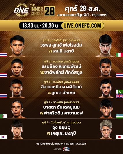 ONE ลุมพินี : น่าดูทุกคู่! เปิดโปรแกรมเต็ม ศึก ONE ลุมพินี 168