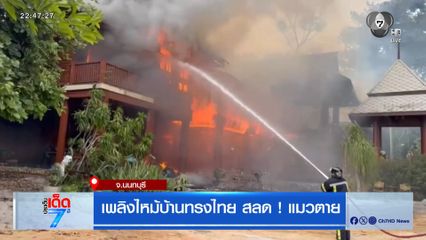 เพลิงไหม้บ้านทรงไทย สลด ! แมวตาย