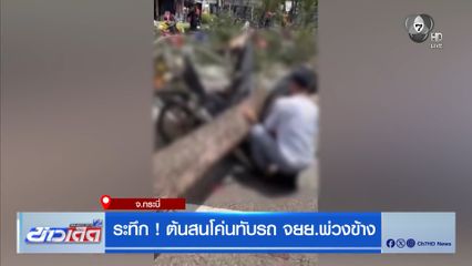 ระทึก ! ต้นสนโค่นทับรถ จยย.พ่วงข้าง จ.กระบี่