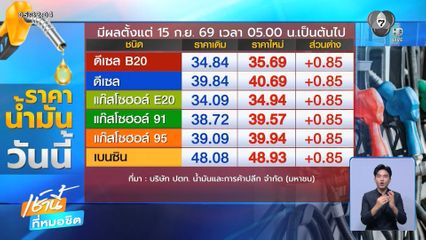ราคาน้ำมันทุกชนิดขึ้น 85 สตางค์/ลิตร